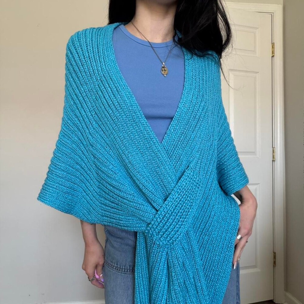 Blue Knitted Wrap Top Knitwear 544 E